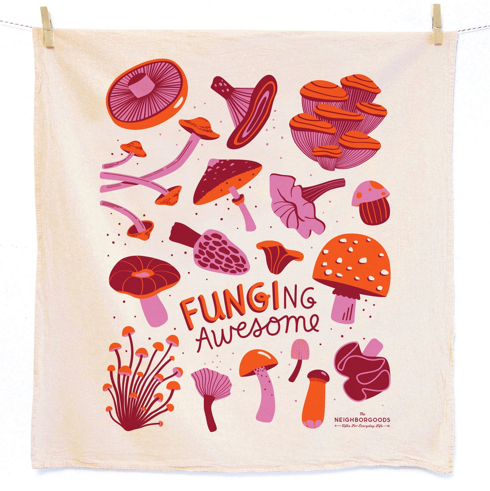 Fall Feast, Mushroom Gourd Pumpkin Tea Towel