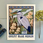 Art Nouveau Great Blue Heron Print
