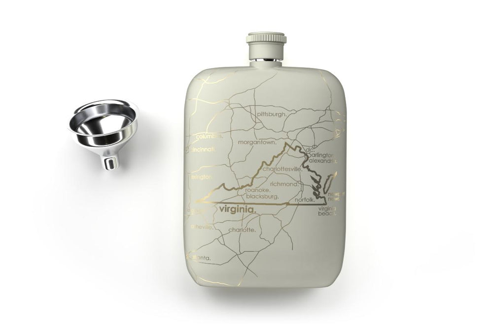 Virginia State Map Pocket Flask With Funnel